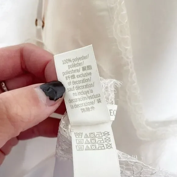 Victoria's Secret Lace Trim Charmeuse Satin V Neck Camisole Tank White M - Picture 6 of 6